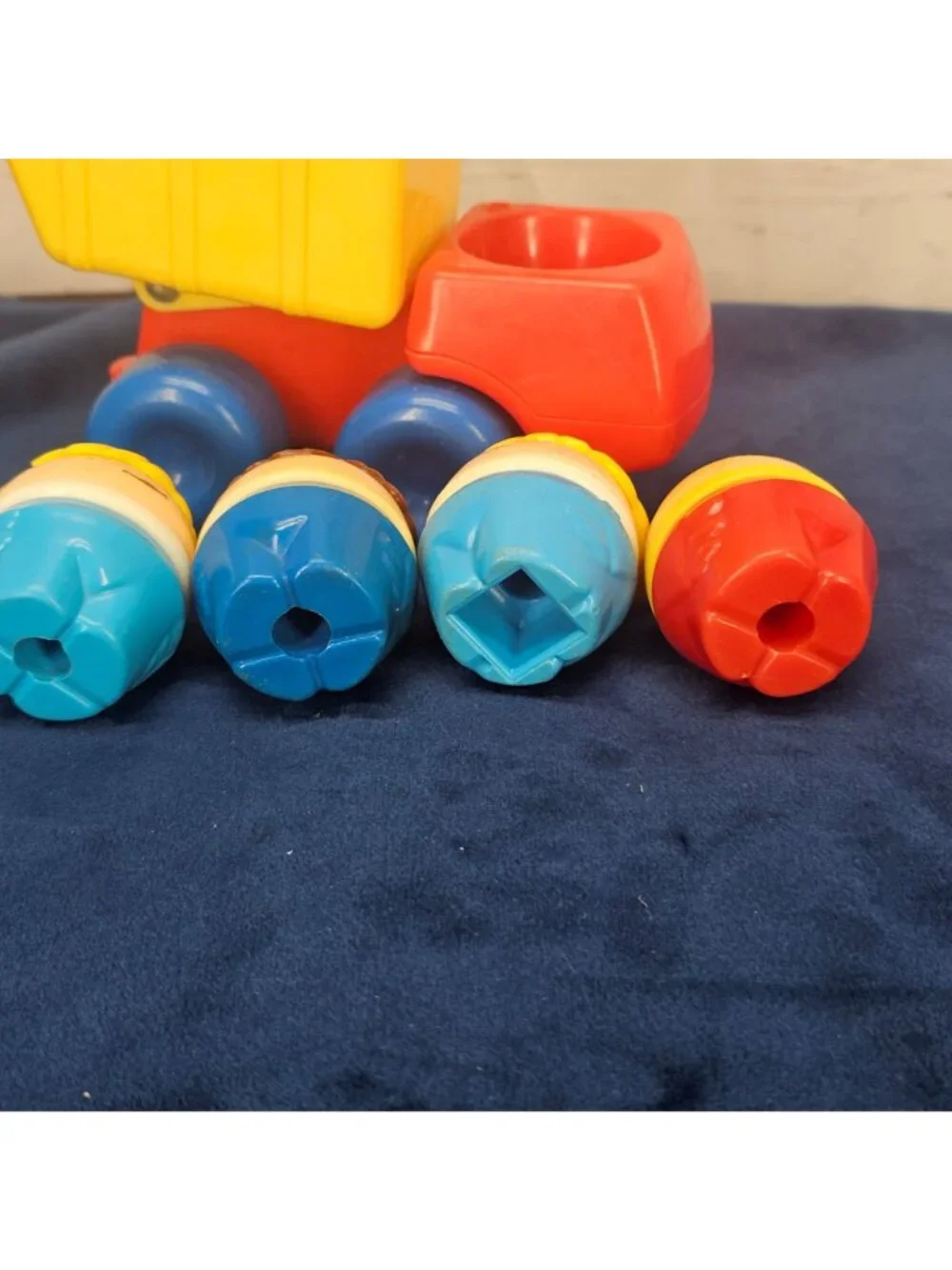 Little Tikes Vintage Dump Truck Toy With 4 Shape-Sorting Figures - Red Yellow &